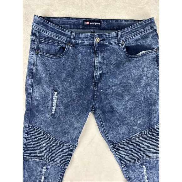 2 Phat Farm Jeans Mens 36x30 Blue Acid Wash Skinny Fit Stretch Denim Pants Adult - Picture 4 of 16